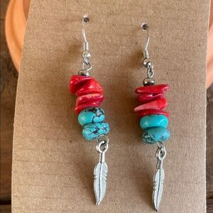( New ))  Feather Dangle Earrings